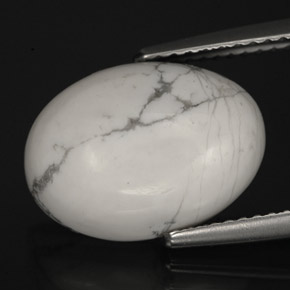 5.82 ct White Howlite Stone, Natural Howlite in Oval Cabochon Shape for Sale