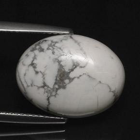 7.62 ct White Howlite Stone, Natural Howlite in Oval Cabochon Shape for Sale