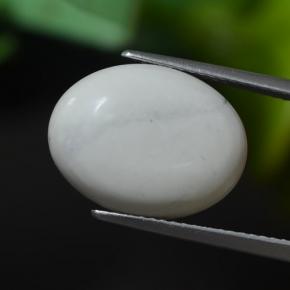 8.56 ct White Howlite Gemstone, Howlite Gem in Oval Cabochon Shape for Sale.