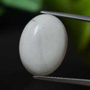 8.56 ct White Howlite Stone, Natural Howlite in Oval Cabochon Shape for Sale