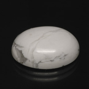 8.10 ct White Howlite Gemstone, Howlite Gem in Oval Cabochon Shape for Sale.