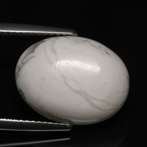 8.10 ct White Howlite Stone, Natural Howlite in Oval Cabochon Shape for Sale