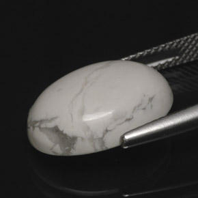 Howlite Gemstone in 16 x 12 mm (calibrated) Size for Sale, Howlite Stone in Greyish White Color