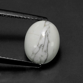 2.69 ct White Howlite Gemstone, Howlite Gem in Oval Cabochon Shape for Sale.