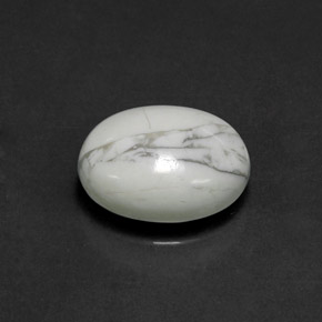 2.69 ct White Howlite Stone, Natural Howlite in Oval Cabochon Shape for Sale