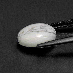 Howlite Gemstone in 10 x 8 mm (calibrated) Size for Sale, Howlite Stone in Greyish White Color