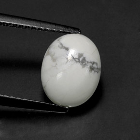 2.55 ct White Howlite Gemstone, Howlite Gem in Oval Cabochon Shape for Sale.