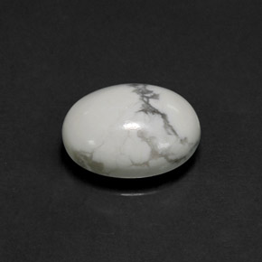 2.55 ct White Howlite Stone, Natural Howlite in Oval Cabochon Shape for Sale