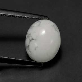 2.55 ct White Howlite Gemstone, Howlite Gem in Oval Cabochon Shape for Sale.