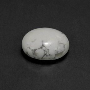 2.55 ct White Howlite Stone, Natural Howlite in Oval Cabochon Shape for Sale