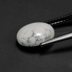 Howlite Gemstone in 10 x 8 mm (calibrated) Size for Sale, Howlite Stone in Greyish White Color