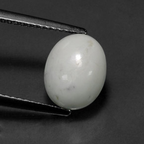 2.94 ct White Howlite Gemstone, Howlite Gem in Oval Cabochon Shape for Sale.