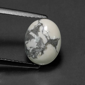 2.66 ct White Howlite Gemstone, Howlite Gem in Oval Cabochon Shape for Sale.