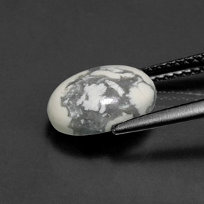 Howlite Gemstone in 10 x 8 mm (calibrated) Size for Sale, Howlite Stone in Greyish White Color