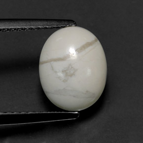 2.67 ct White Howlite Gemstone, Howlite Gem in Oval Cabochon Shape for Sale.