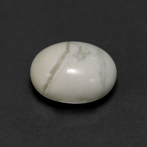 2.67 ct White Howlite Stone, Natural Howlite in Oval Cabochon Shape for Sale