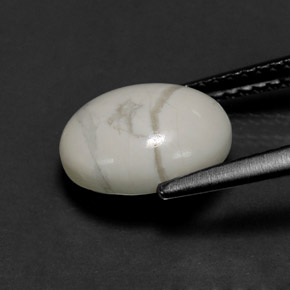 Howlite Gemstone in 10 x 8 mm (calibrated) Size for Sale, Howlite Stone in Greyish White Color