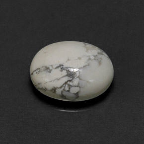 2.65 ct White Howlite Stone, Natural Howlite in Oval Cabochon Shape for Sale