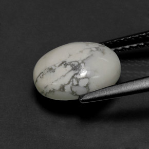 Howlite Gemstone in 10 x 8 mm (calibrated) Size for Sale, Howlite Stone in Greyish White Color