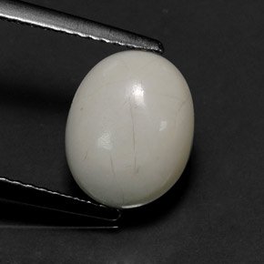 2.63 ct White Howlite Gemstone, Howlite Gem in Oval Cabochon Shape for Sale.