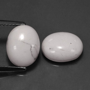 5.24 ct White Howlite Gemstone, Howlite Gem in Oval Cabochon Shape for Sale.