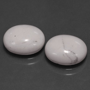 5.24 ct White Howlite Stone, Natural Howlite in Oval Cabochon Shape for Sale
