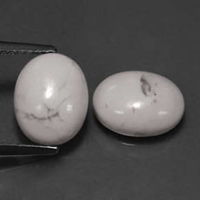 5.19 ct White Howlite Gemstone, Howlite Gem in Oval Cabochon Shape for Sale.