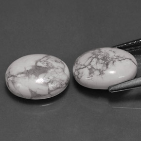 Howlite Gemstone in 10 x 8 mm (calibrated) Size for Sale, Howlite Stone in Greyish White Color