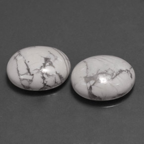 4.89 ct White Howlite Stone, Natural Howlite in Oval Cabochon Shape for Sale