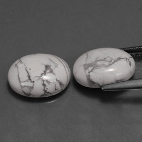 Howlite Gemstone in 10 x 8 mm (calibrated) Size for Sale, Howlite Stone in Greyish White Color