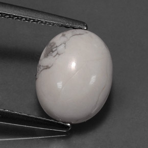 2.70 ct White Howlite Gemstone, Howlite Gem in Oval Cabochon Shape for Sale.