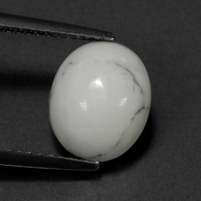 2.71 ct White Howlite Gemstone, Howlite Gem in Oval Cabochon Shape for Sale.