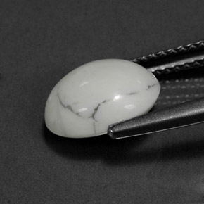 Howlite Gemstone in 10.2 x 8.4 mm Size for Sale, Howlite Stone in Greyish White Color