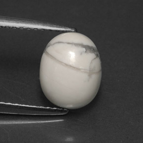 2.24 ct White Howlite Gemstone, Howlite Gem in Oval Cabochon Shape for Sale.