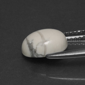 Howlite Gemstone in 9.2 x 7.4 mm Size for Sale, Howlite Stone in Greyish White Color