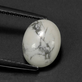 2.28 ct White Howlite Gemstone, Howlite Gem in Oval Cabochon Shape for Sale.