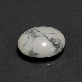2.28 ct White Howlite Stone, Natural Howlite in Oval Cabochon Shape for Sale