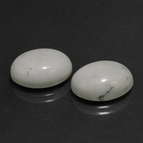 12.74 ctw White Howlite Stones, Natural Howlite in Oval Cabochon Shape for Sale