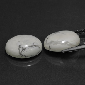 Howlite Gemstone in 14 x 10 mm (calibrated) Size for Sale, Howlite Stone in Greyish White Color