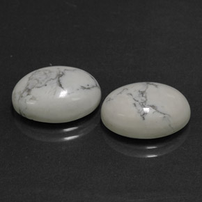 12.28 ct White Howlite Stone, Natural Howlite in Oval Cabochon Shape for Sale