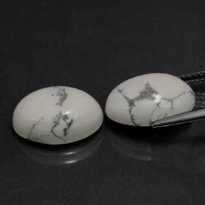 Howlite Gemstone in 14 x 10 mm (calibrated) Size for Sale, Howlite Stone in Greyish White Color