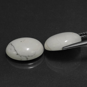 Howlite Gemstone in 14 x 10 mm (calibrated) Size for Sale, Howlite Stone in Greyish White Color