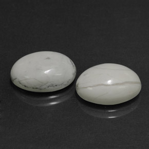 11.68 ctw White Howlite Stones, Natural Howlite in Oval Cabochon Shape for Sale