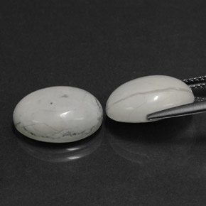 Howlite Gemstones in 14.3 x 10.4 mm Size for Sale, Howlite Stones in Light Grayish White Color