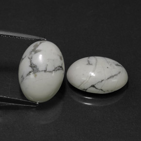 11.35 ct White Howlite Gemstone, Howlite Gem in Oval Cabochon Shape for Sale.