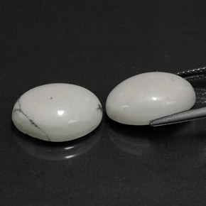 Howlite Gemstones in 14.4 x 10.5 mm Size for Sale, Howlite Stones in Light Grayish White Color