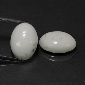 10.86 ct White Howlite Gemstone, Howlite Gem in Oval Cabochon Shape for Sale.