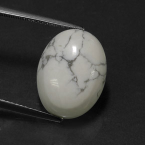 8.24 ct White Howlite Gemstone, Howlite Gem in Oval Cabochon Shape for Sale.