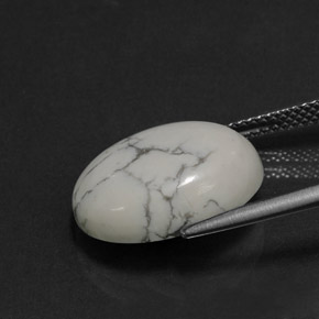 Howlite Gemstone in 16 x 12 mm (calibrated) Size for Sale, Howlite Stone in Greyish White Color