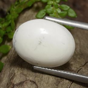 7.51 ct White Howlite Stone, Natural Howlite in Oval Cabochon Shape for Sale